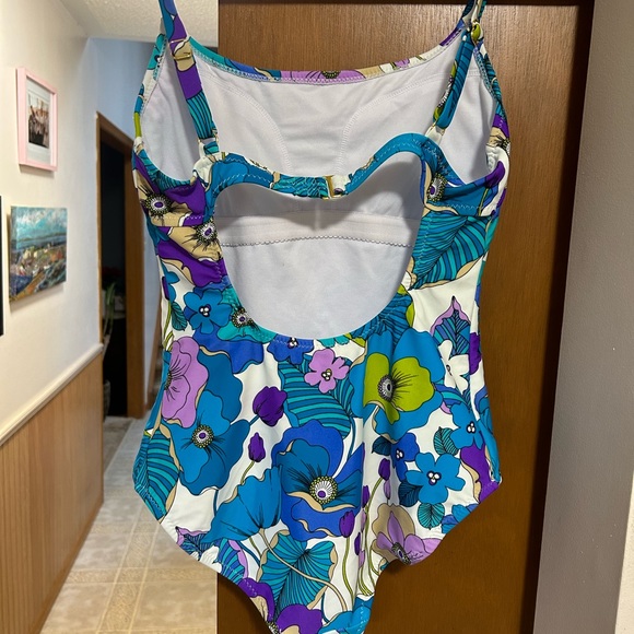 Leilani Blue Print One Piece Bathing suit Medium - Picture 3 of 6